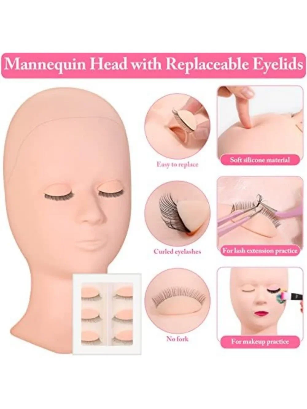 Comprehensive Eyelash Extension Practice Kit - 345 PCS with Mannequin Head